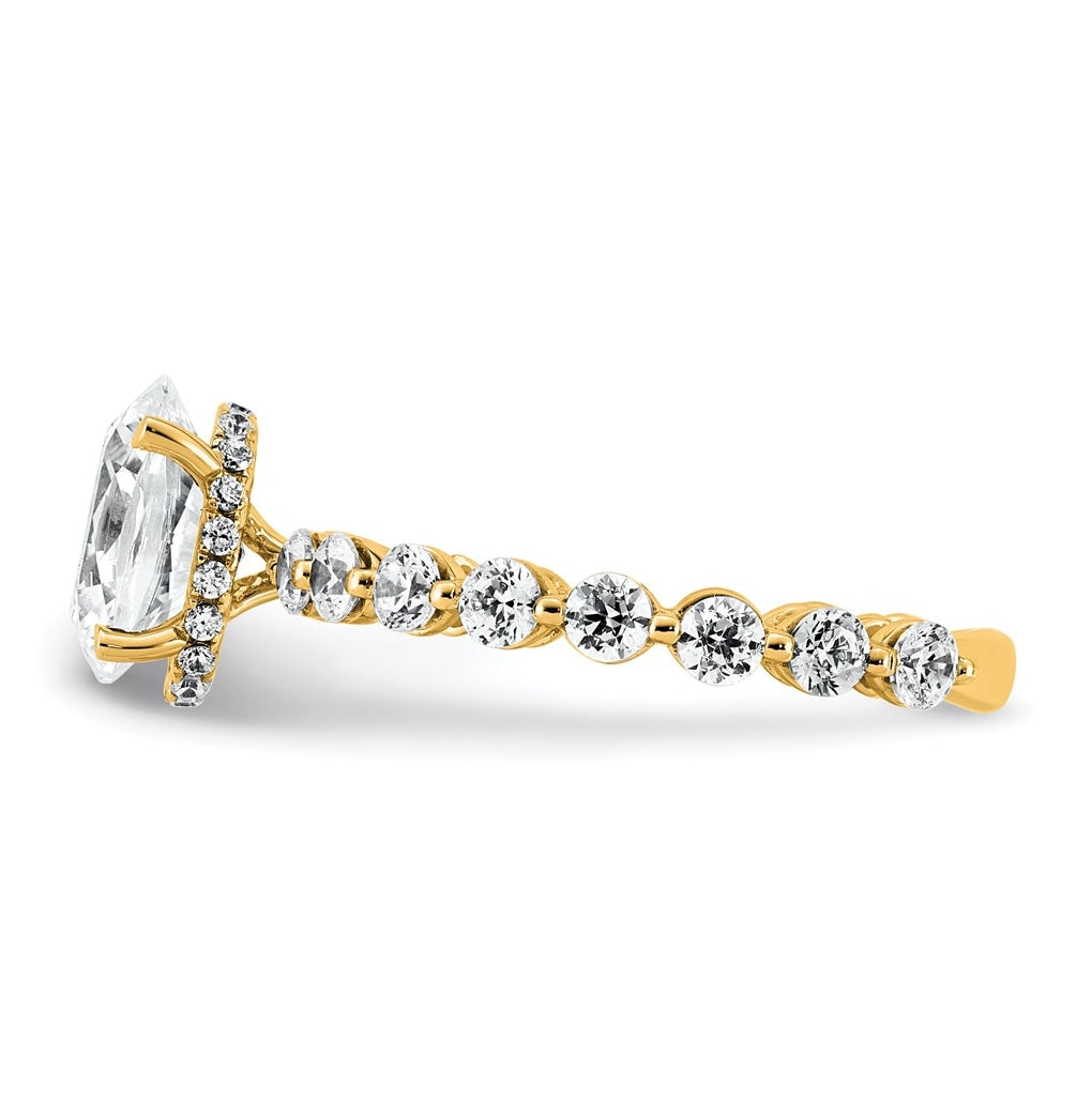 14k Yellow Gold 2 5/8 carat Certified Lab Grown Diamond VS+ F+ Oval Complete Engagement Ring