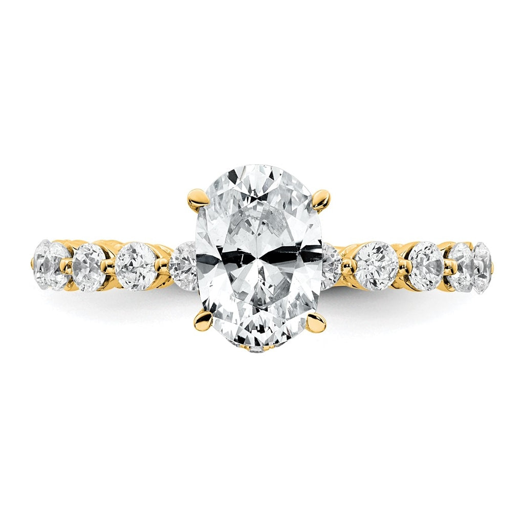 14k Yellow Gold 2 5/8 carat Certified Lab Grown Diamond VS+ F+ Oval Complete Engagement Ring
