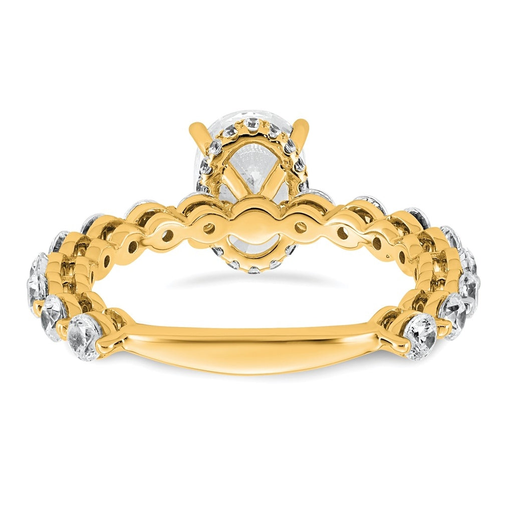 14k Yellow Gold 2 5/8 carat Certified Lab Grown Diamond VS+ F+ Oval Complete Engagement Ring