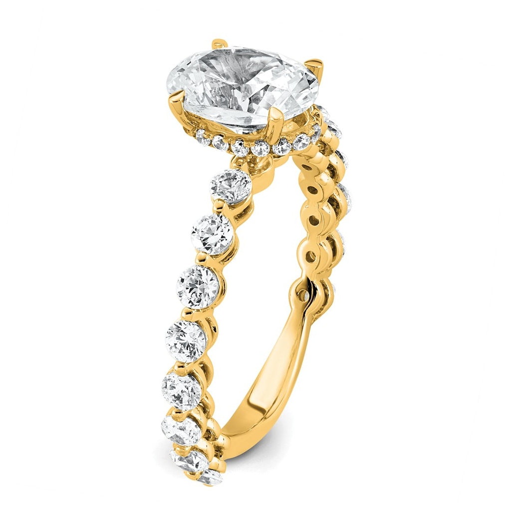 14k Yellow Gold 2 5/8 carat Certified Lab Grown Diamond VS+ F+ Oval Complete Engagement Ring