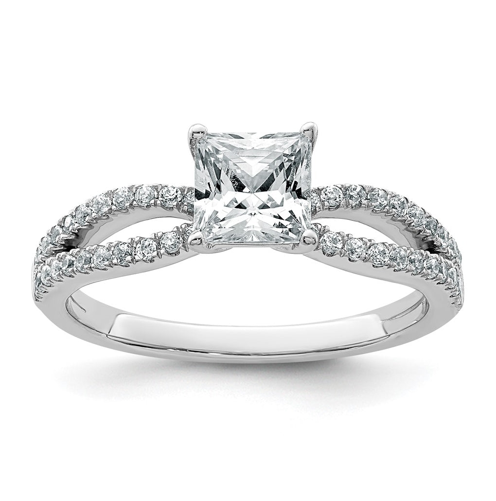 14K Yellow Or White Gold Certified Lab Grown Diamond VS+ F+ Princess Complete Engagement Ring