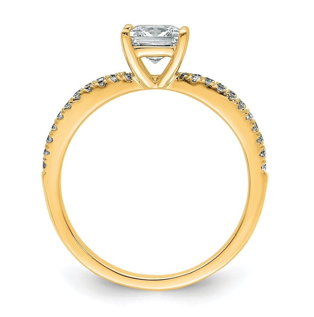 14K Yellow Or White Gold Certified Lab Grown Diamond VS+ F+ Princess Complete Engagement Ring