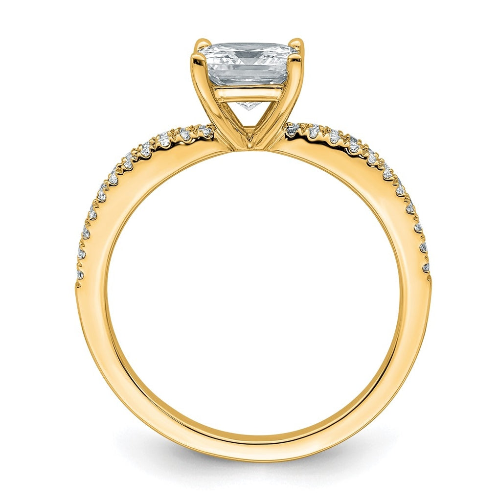 14K Yellow Or White Gold Lab Grown Diamond VS+ F+ Princess Complete Engagement Ring