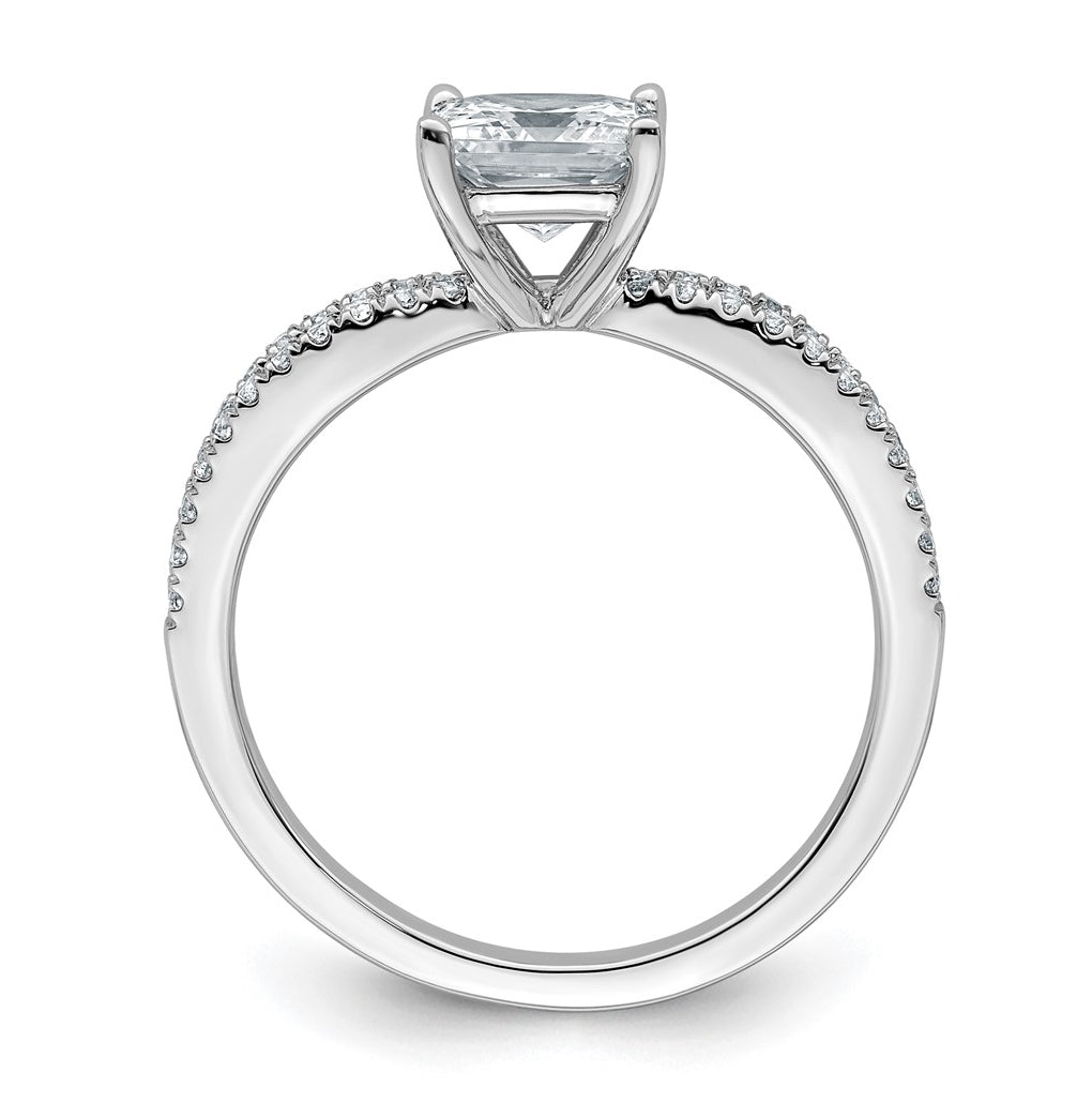 14K Yellow Or White Gold Certified Lab Grown Diamond VS+ F+ Princess Complete Engagement Ring