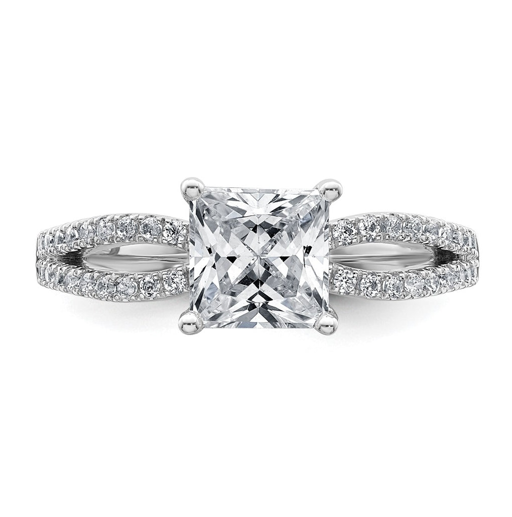 14K Yellow Or White Gold Lab Grown Diamond VS+ F+ Princess Complete Engagement Ring