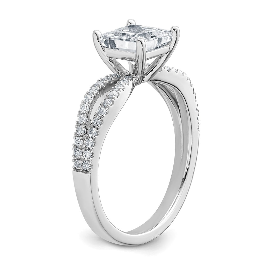 14K Yellow Or White Gold Lab Grown Diamond VS+ F+ Princess Complete Engagement Ring