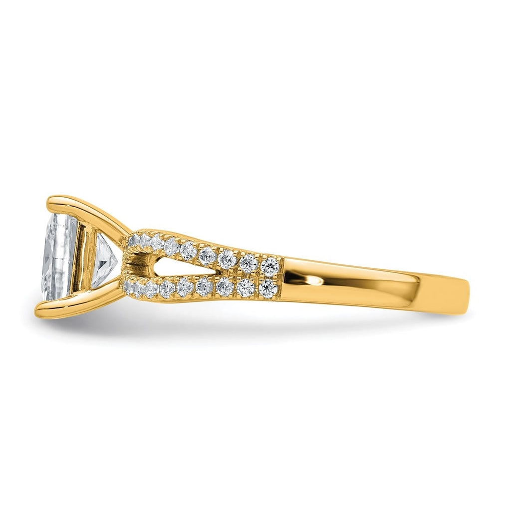 14K Yellow Or White Gold Lab Grown Diamond VS+ F+ Princess Complete Engagement Ring