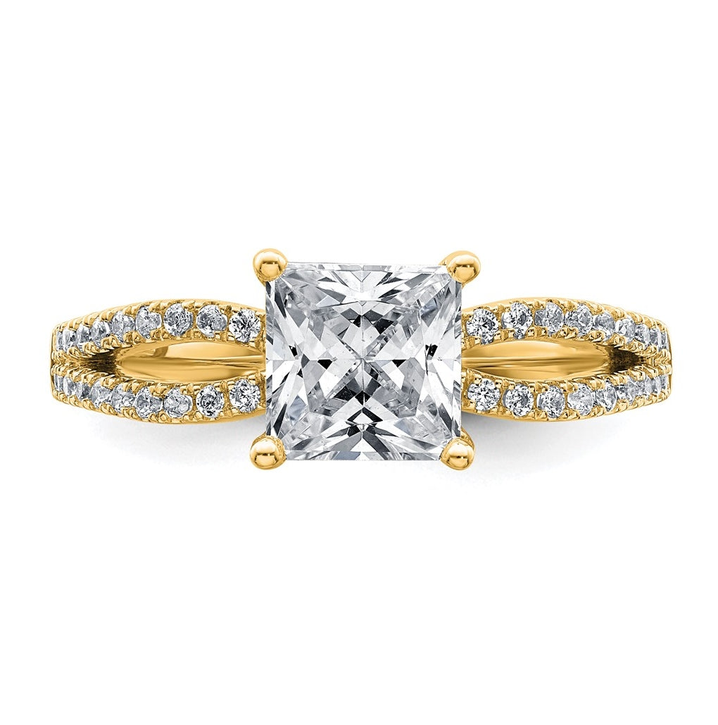 14K Yellow Or White Gold Lab Grown Diamond VS+ F+ Princess Complete Engagement Ring