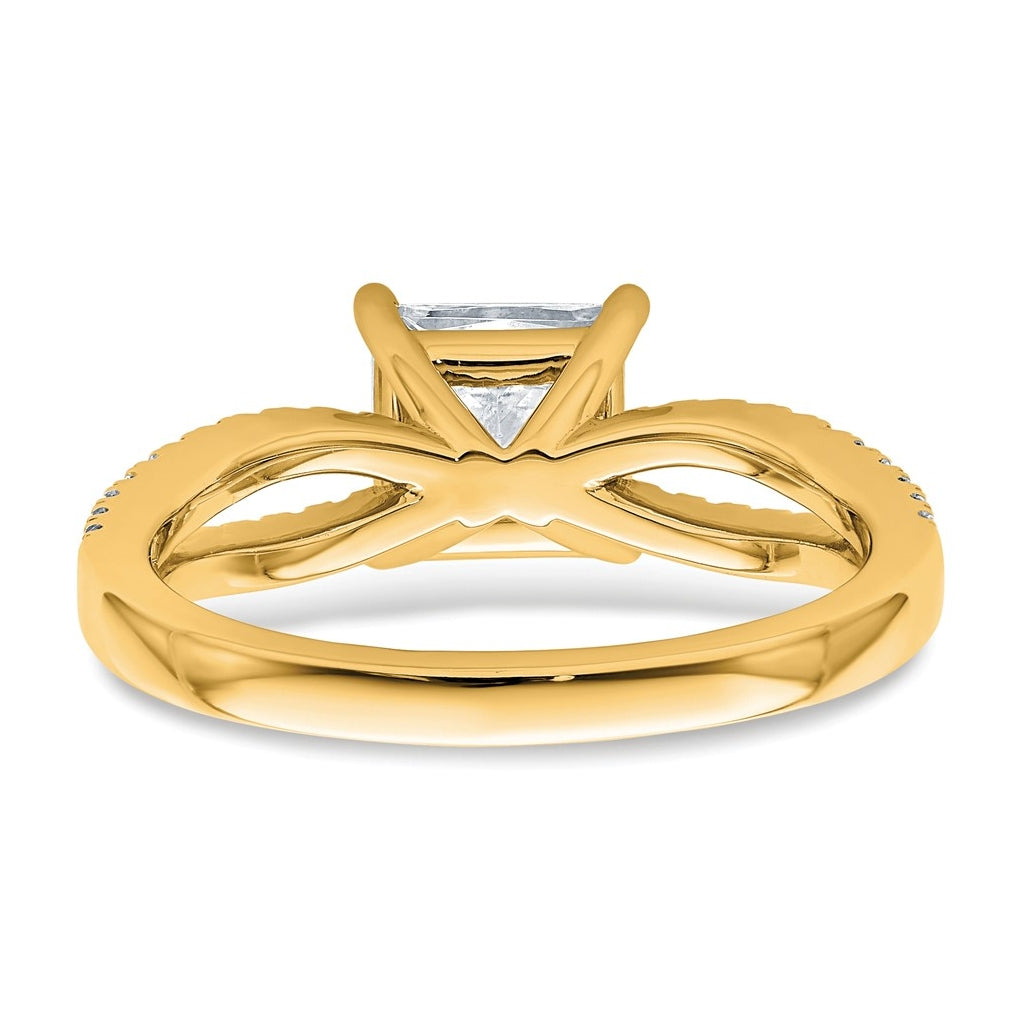 14K Yellow Or White Gold Lab Grown Diamond VS+ F+ Princess Complete Engagement Ring