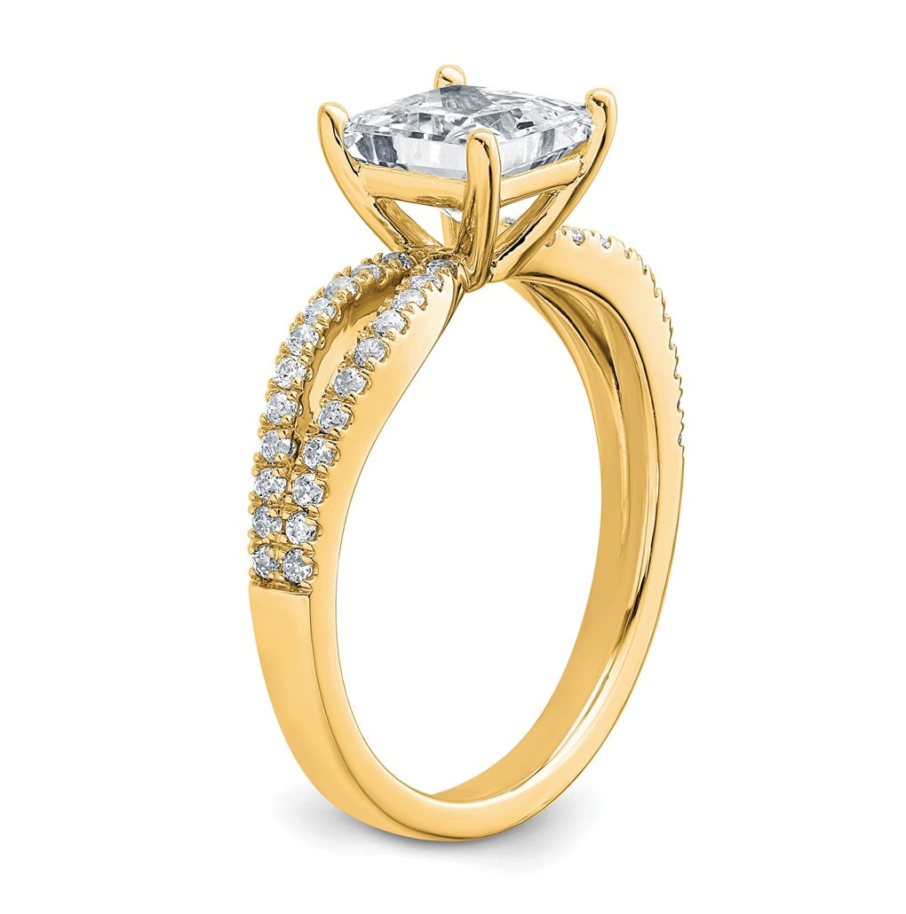 14K Yellow Or White Gold Lab Grown Diamond VS+ F+ Princess Complete Engagement Ring