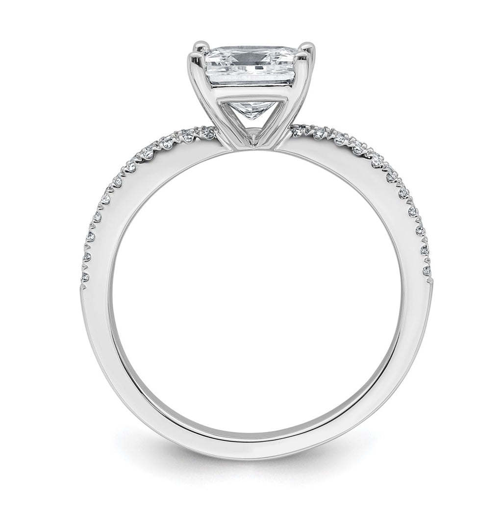 14K Yellow Or White Gold Certified Lab Grown Diamond VS+ F+ Princess Complete Engagement Ring