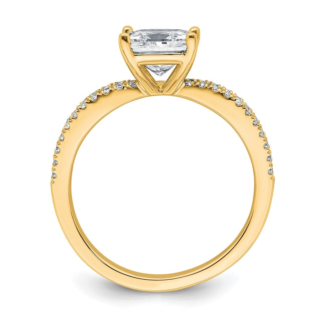 14K Yellow Or White Gold Certified Lab Grown Diamond VS+ F+ Princess Complete Engagement Ring