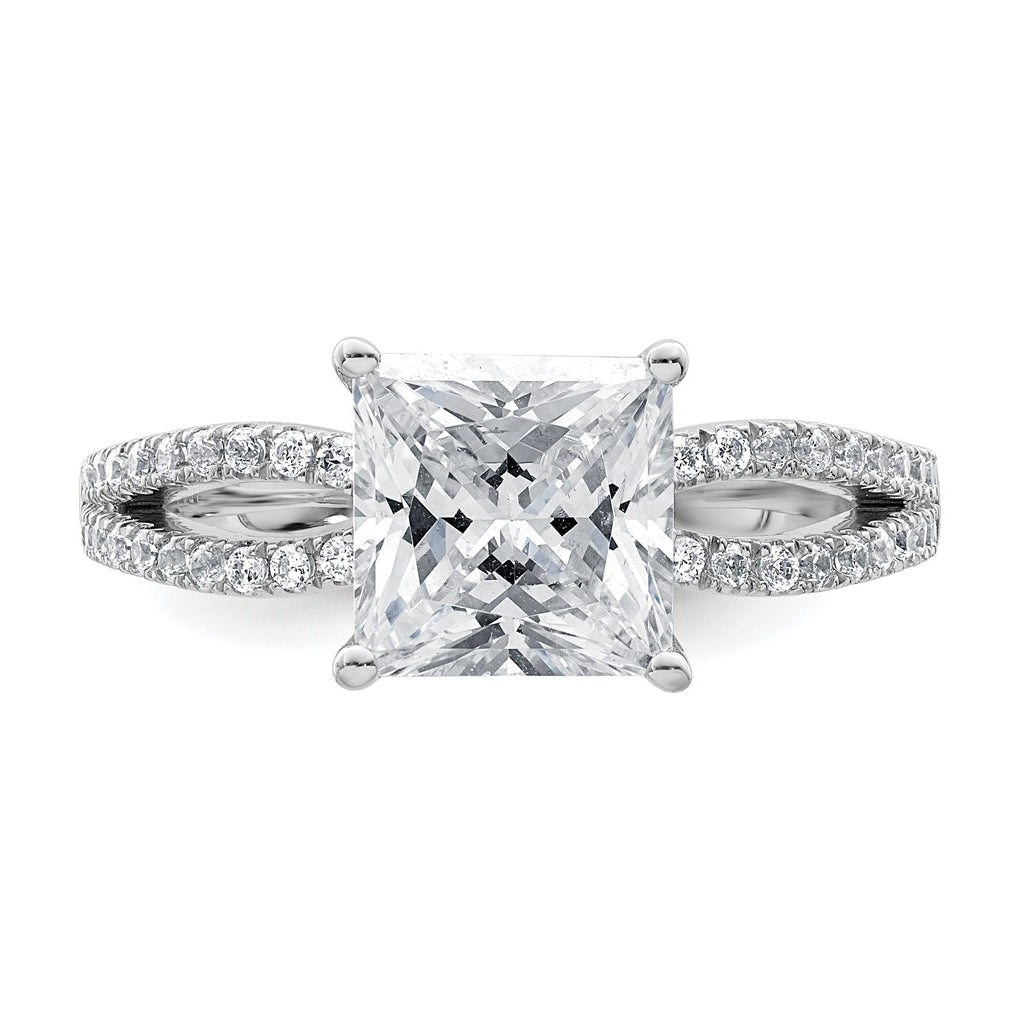 14K Yellow Or White Gold Lab Grown Diamond VS+ F+ Princess Complete Engagement Ring
