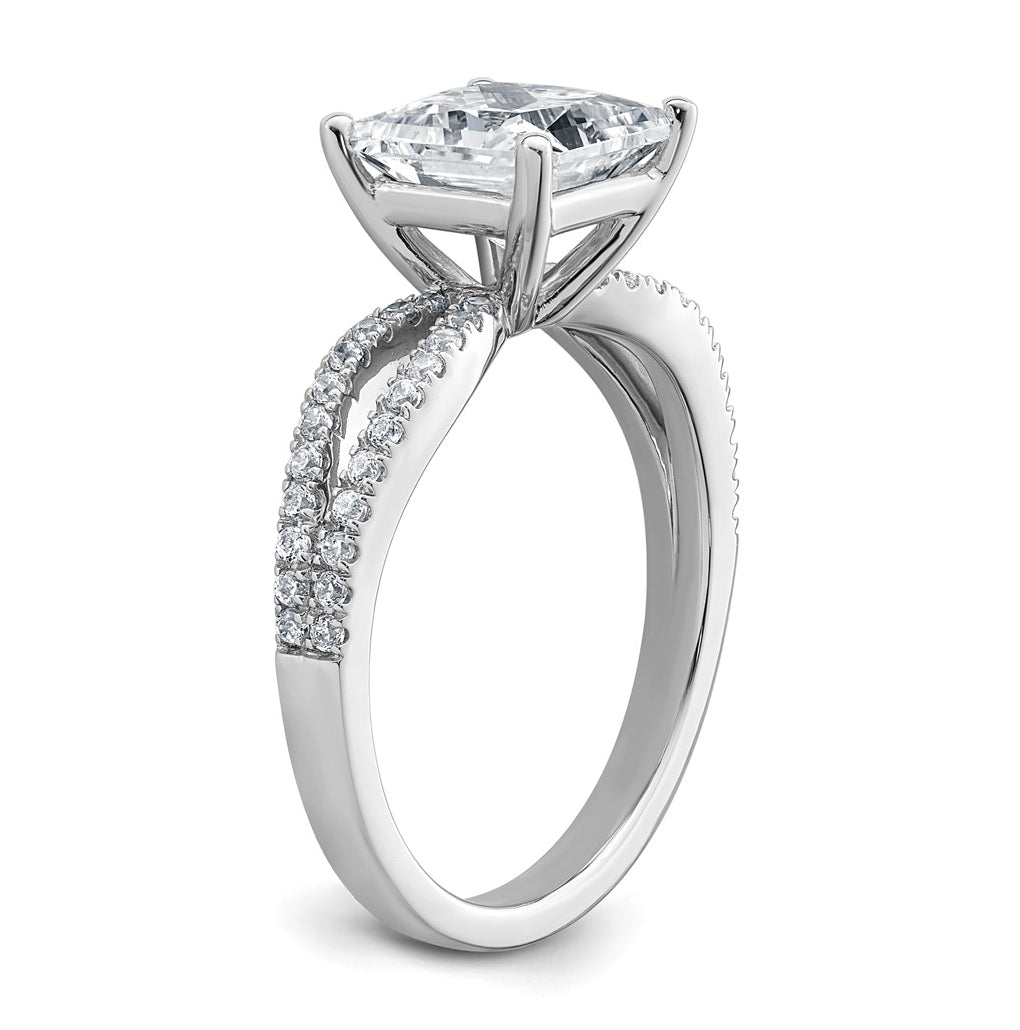 14K Yellow Or White Gold Lab Grown Diamond VS+ F+ Princess Complete Engagement Ring