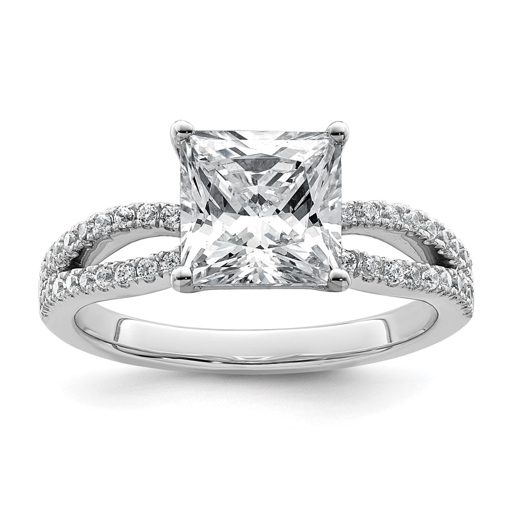 14K Yellow Or White Gold Lab Grown Diamond VS+ F+ Princess Complete Engagement Ring