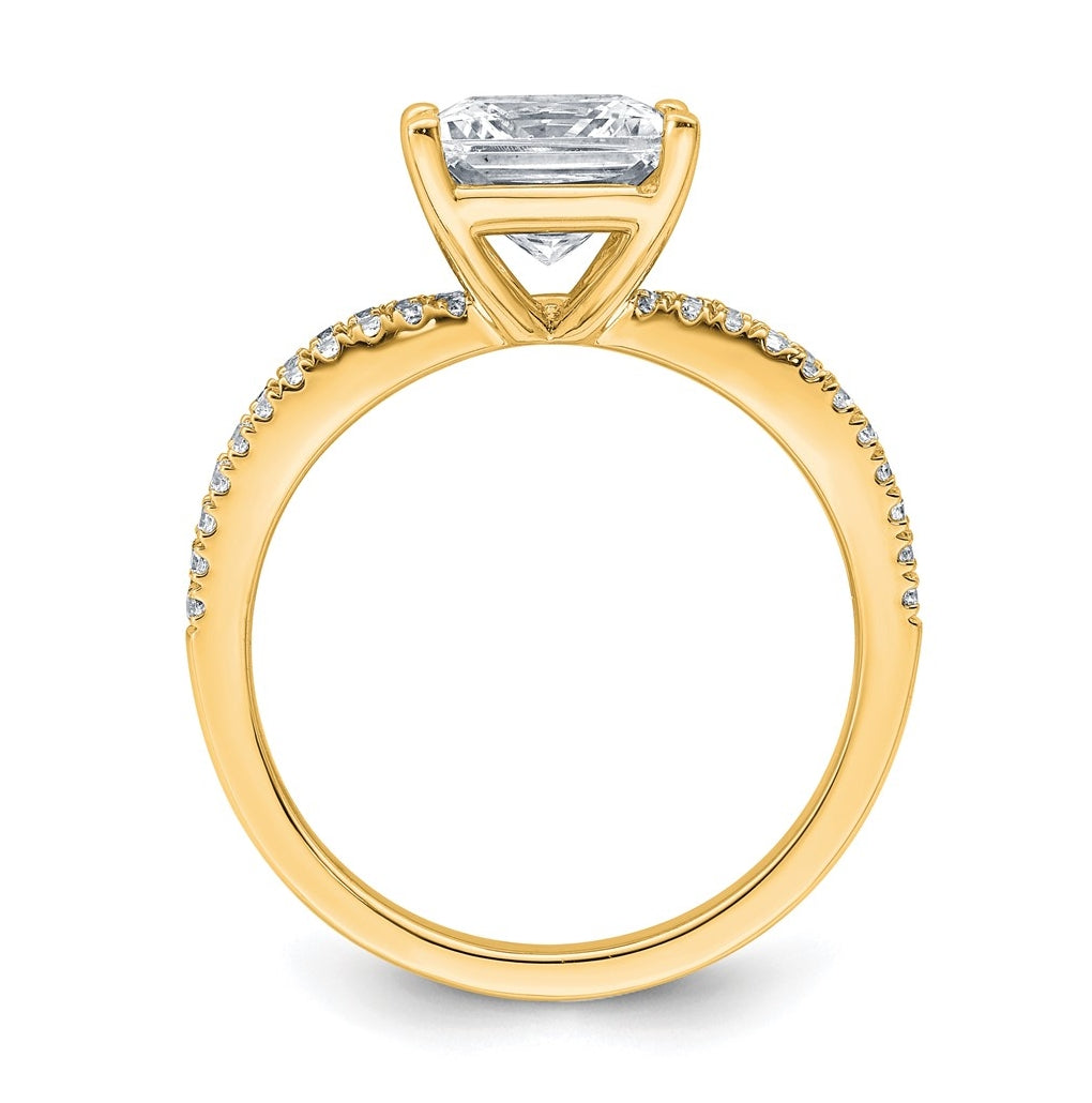 14K Yellow Or White Gold Lab Grown Diamond VS+ F+ Princess Complete Engagement Ring