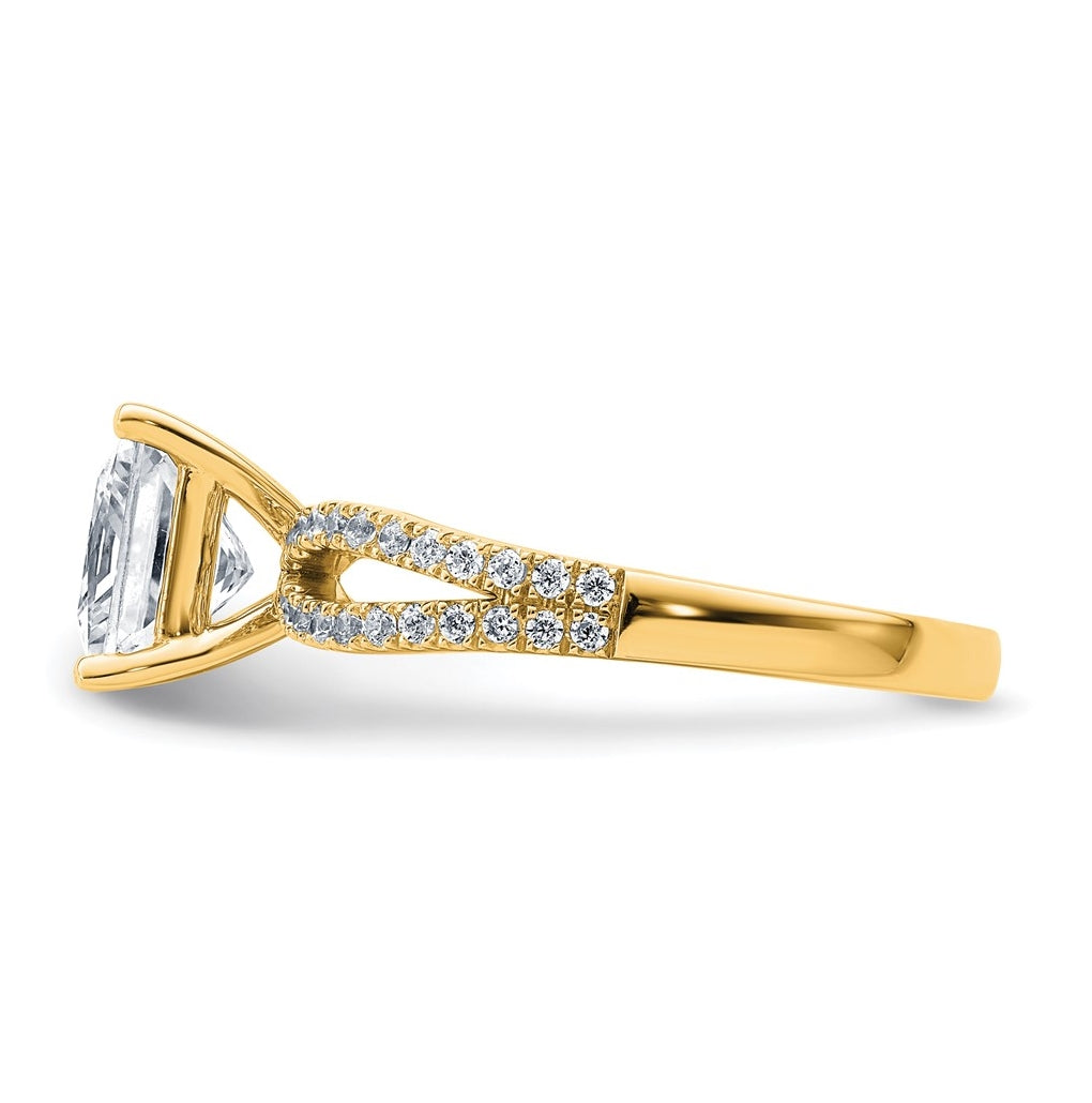 14K Yellow Or White Gold Lab Grown Diamond VS+ F+ Princess Complete Engagement Ring