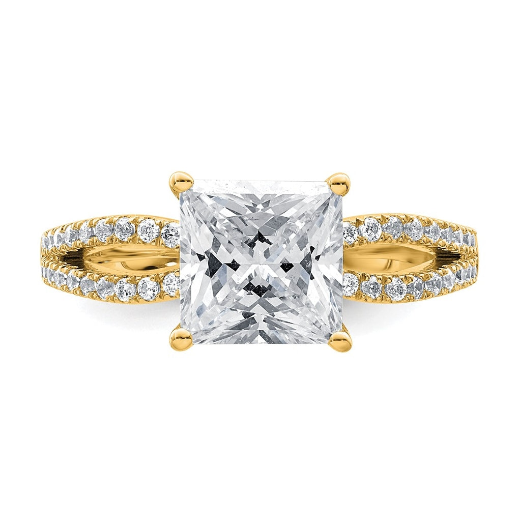 14K Yellow Or White Gold Lab Grown Diamond VS+ F+ Princess Complete Engagement Ring
