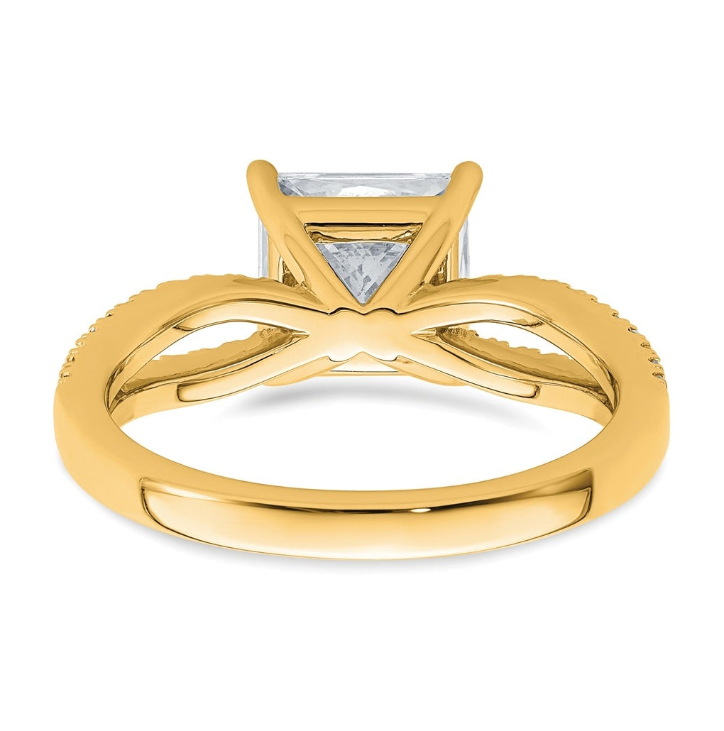 14K Yellow Or White Gold Lab Grown Diamond VS+ F+ Princess Complete Engagement Ring