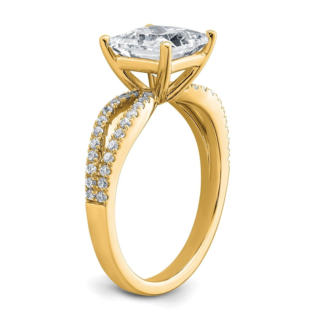 14K Yellow Or White Gold Lab Grown Diamond VS+ F+ Princess Complete Engagement Ring