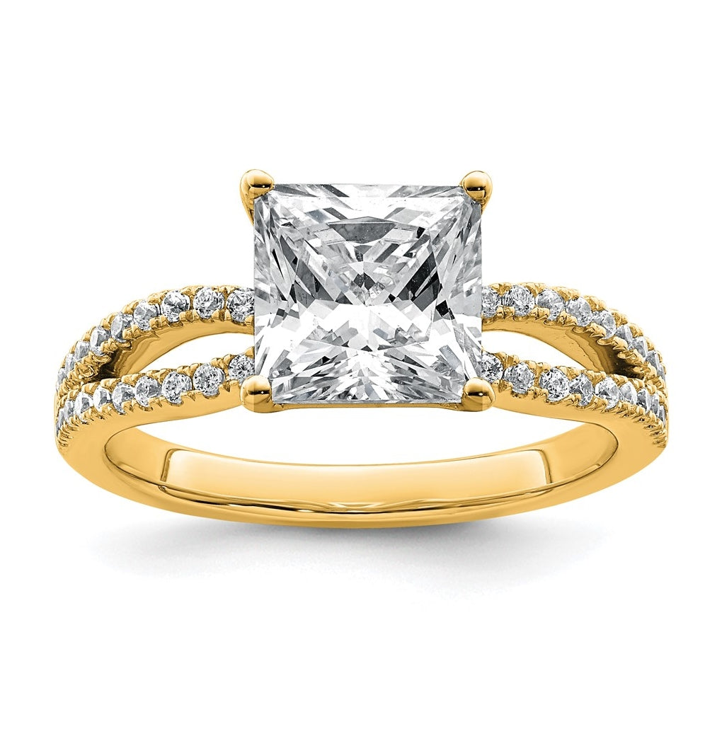 14K Yellow Or White Gold Lab Grown Diamond VS+ F+ Princess Complete Engagement Ring