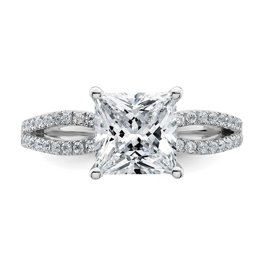14K Yellow Or White Gold Lab Grown Diamond VS+ F+ Princess Complete Engagement Ring