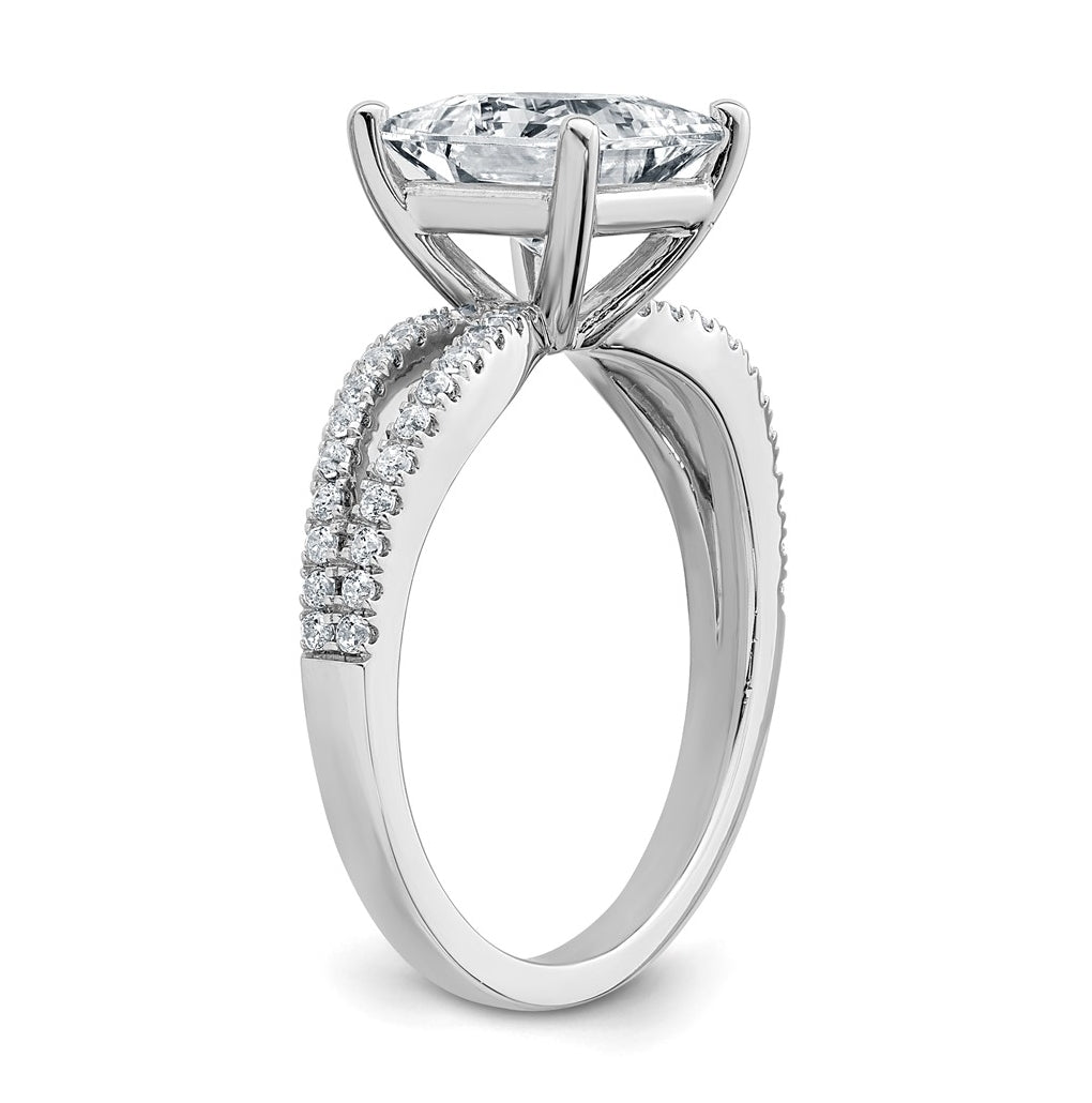 14K Yellow Or White Gold Lab Grown Diamond VS+ F+ Princess Complete Engagement Ring