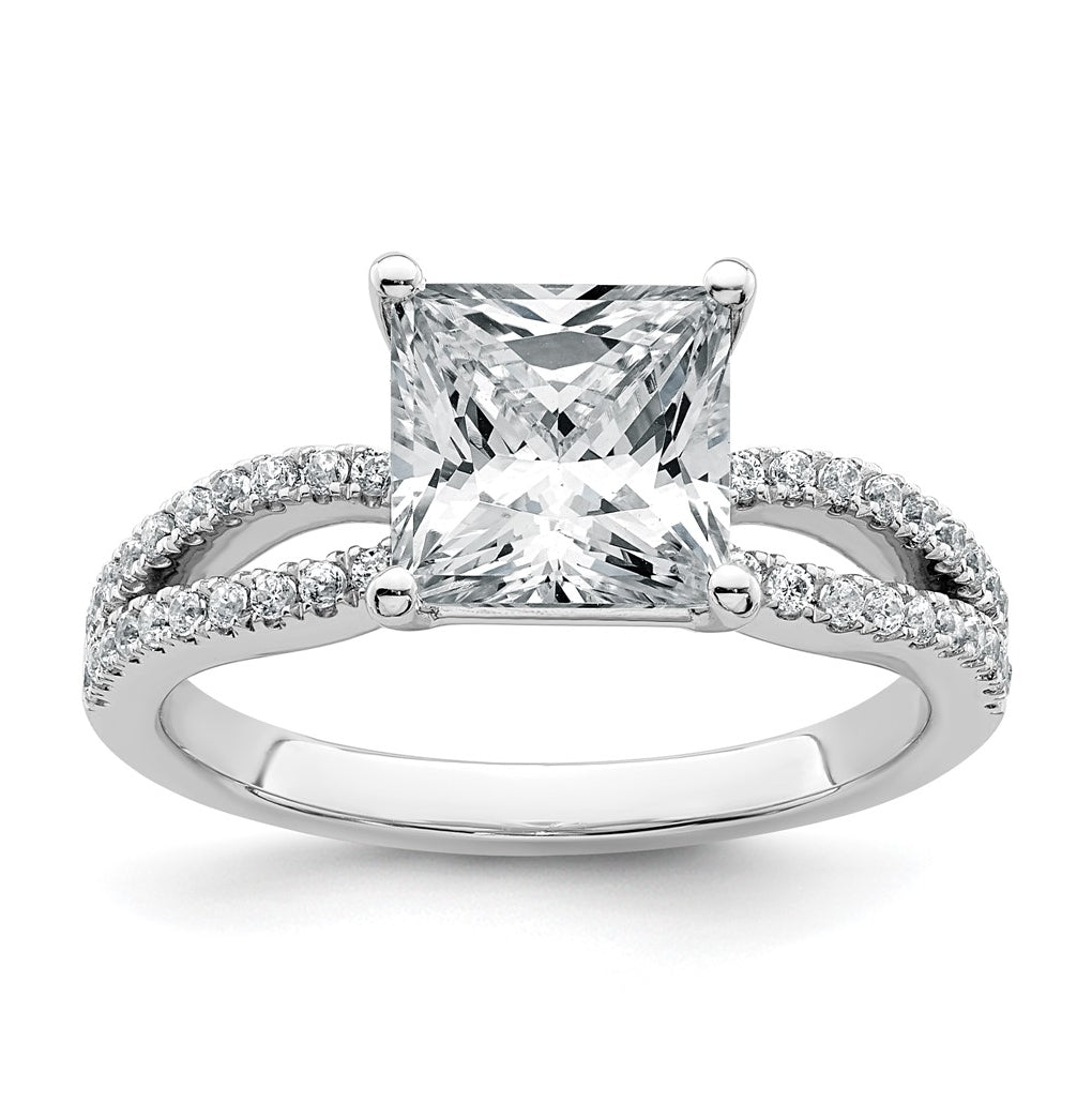14K Yellow Or White Gold Lab Grown Diamond VS+ F+ Princess Complete Engagement Ring