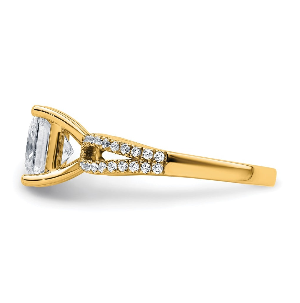 14K Yellow Or White Gold Lab Grown Diamond VS+ F+ Princess Complete Engagement Ring