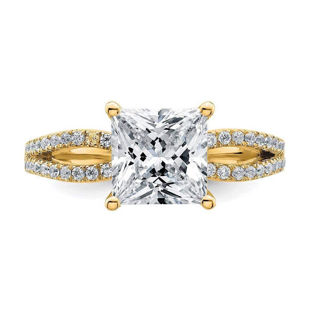14K Yellow Or White Gold Lab Grown Diamond VS+ F+ Princess Complete Engagement Ring