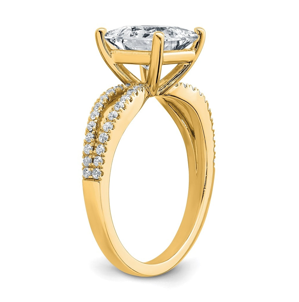 14K Yellow Or White Gold Lab Grown Diamond VS+ F+ Princess Complete Engagement Ring