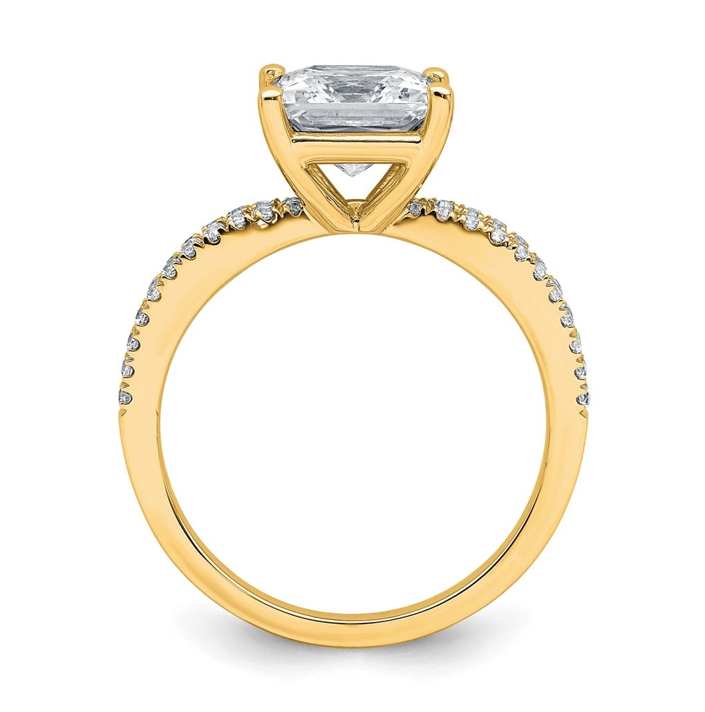 14K Yellow Or White Gold Certified Lab Grown Diamond VS+ F+ Princess Complete Engagement Ring