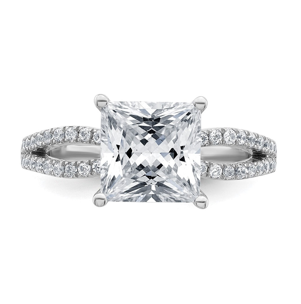 14K Yellow Or White Gold Lab Grown Diamond VS+ F+ Princess Complete Engagement Ring