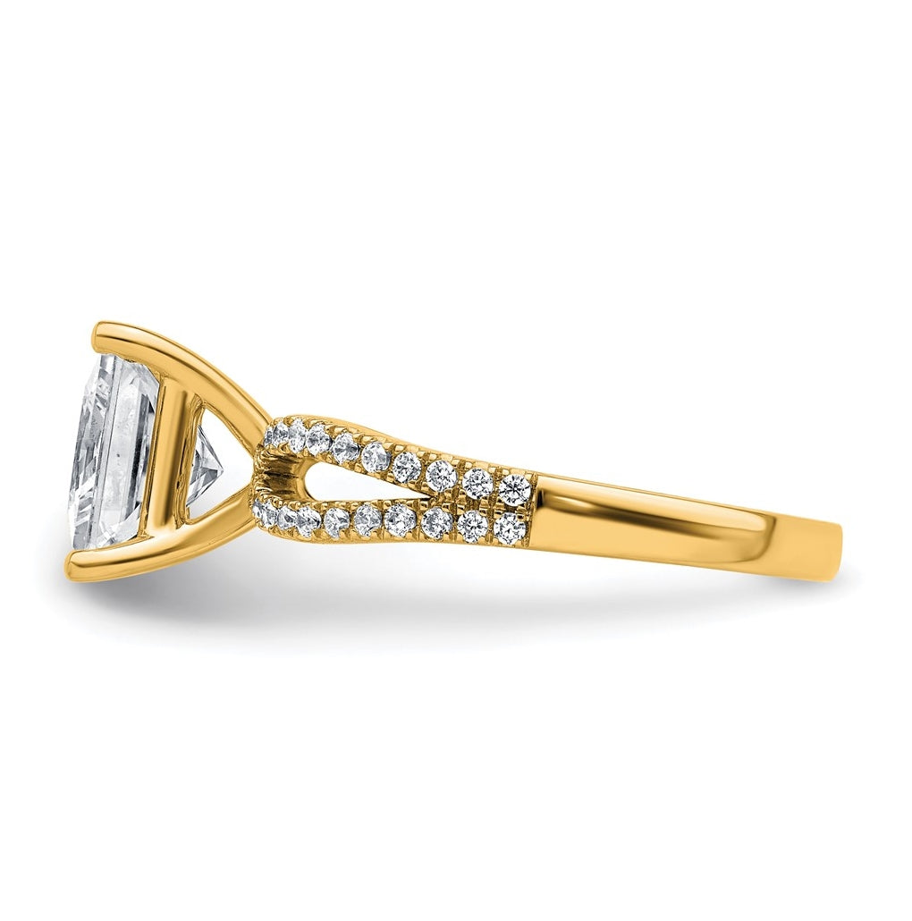 14K Yellow Or White Gold Lab Grown Diamond VS+ F+ Princess Complete Engagement Ring