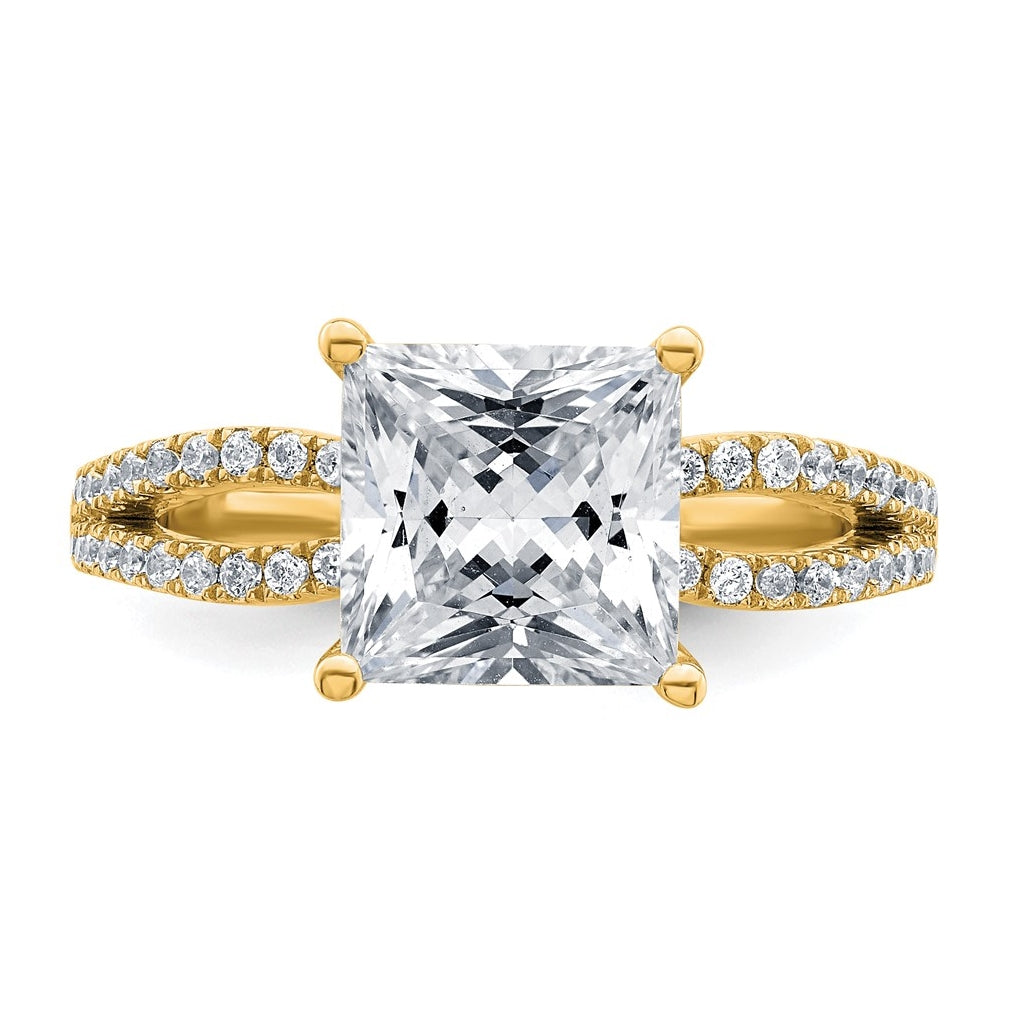 14K Yellow Or White Gold Lab Grown Diamond VS+ F+ Princess Complete Engagement Ring