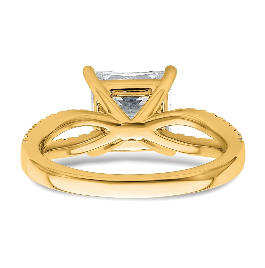 14K Yellow Or White Gold Lab Grown Diamond VS+ F+ Princess Complete Engagement Ring