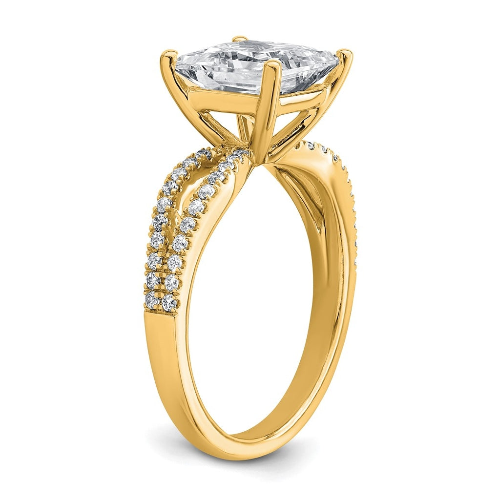 14K Yellow Or White Gold Lab Grown Diamond VS+ F+ Princess Complete Engagement Ring