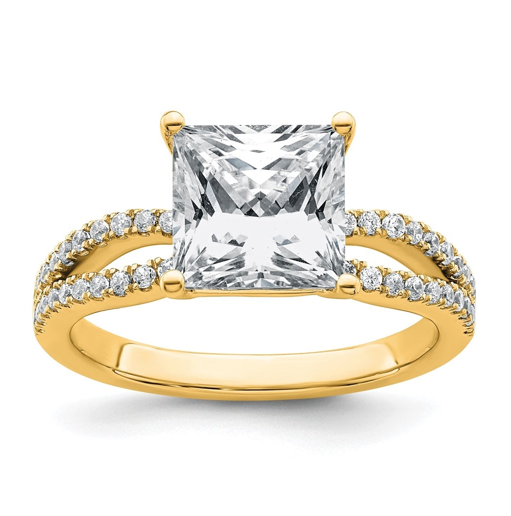 14K Yellow Or White Gold Lab Grown Diamond VS+ F+ Princess Complete Engagement Ring