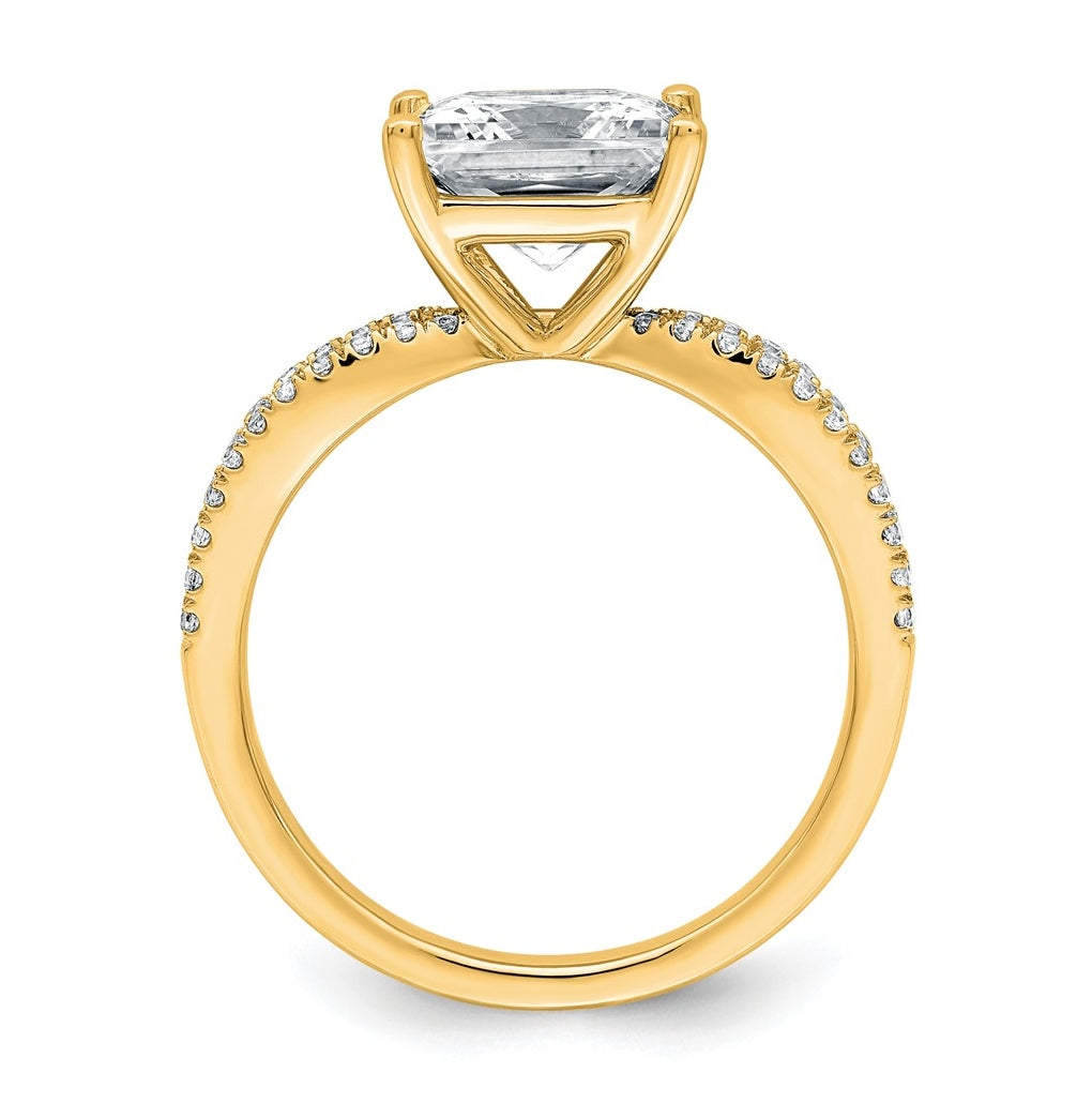 14K Yellow Or White Gold Certified Lab Grown Diamond VS+ F+ Princess Complete Engagement Ring