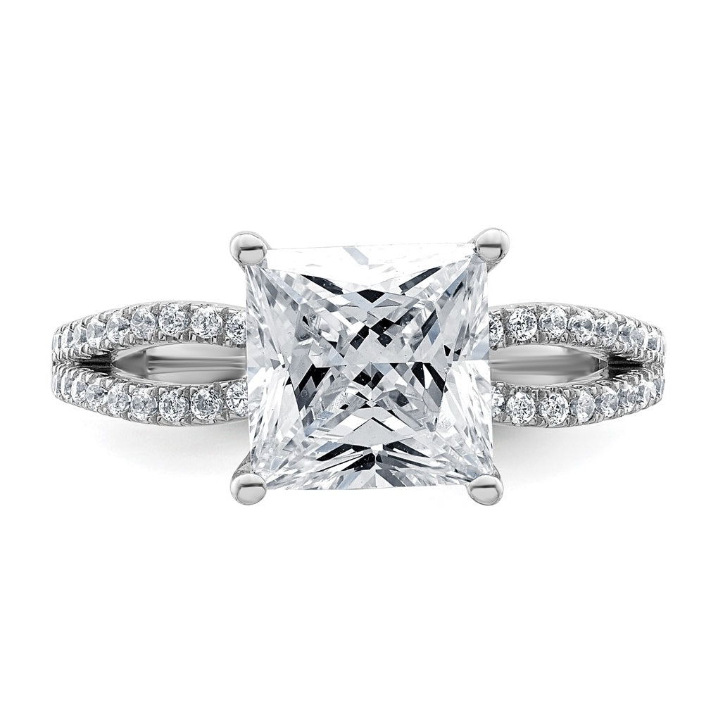 14K Yellow Or White Gold Lab Grown Diamond VS+ F+ Princess Complete Engagement Ring
