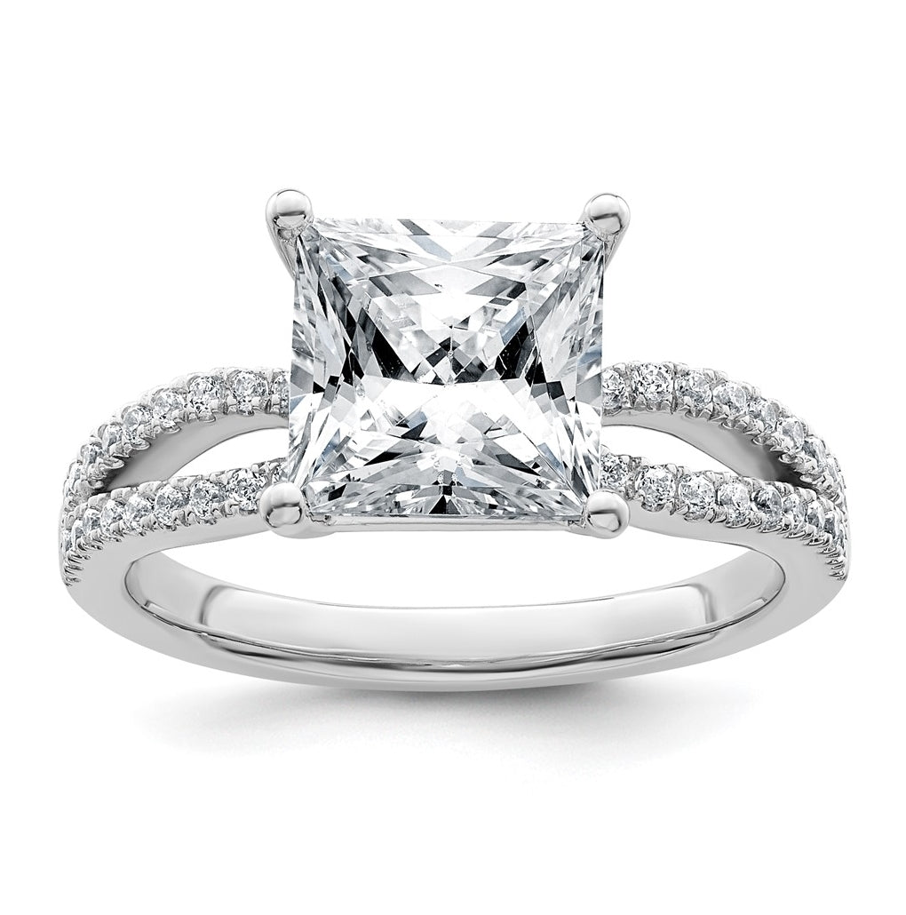 14K Yellow Or White Gold Lab Grown Diamond VS+ F+ Princess Complete Engagement Ring