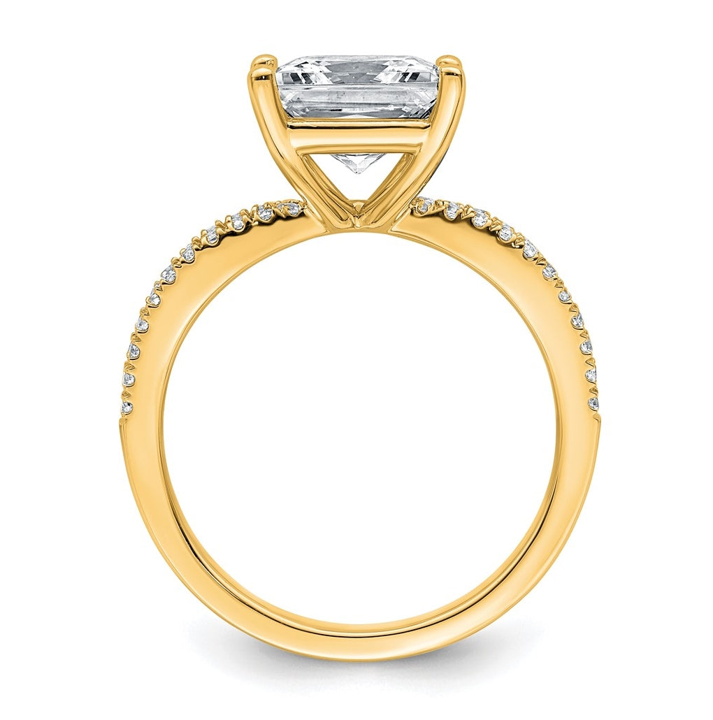 14K Yellow Or White Gold Lab Grown Diamond VS+ F+ Princess Complete Engagement Ring