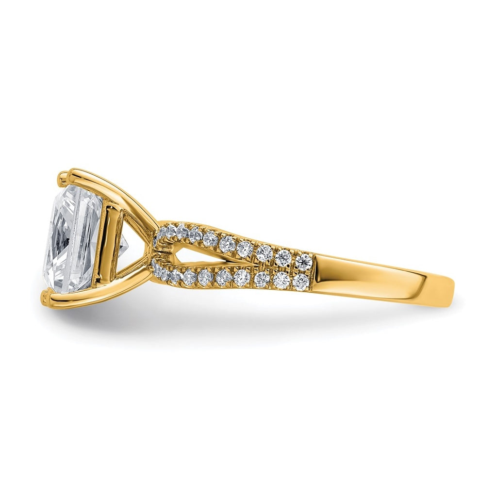 14K Yellow Or White Gold Lab Grown Diamond VS+ F+ Princess Complete Engagement Ring