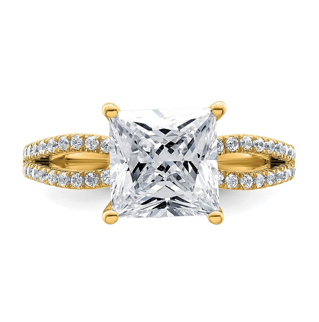 14K Yellow Or White Gold Lab Grown Diamond VS+ F+ Princess Complete Engagement Ring