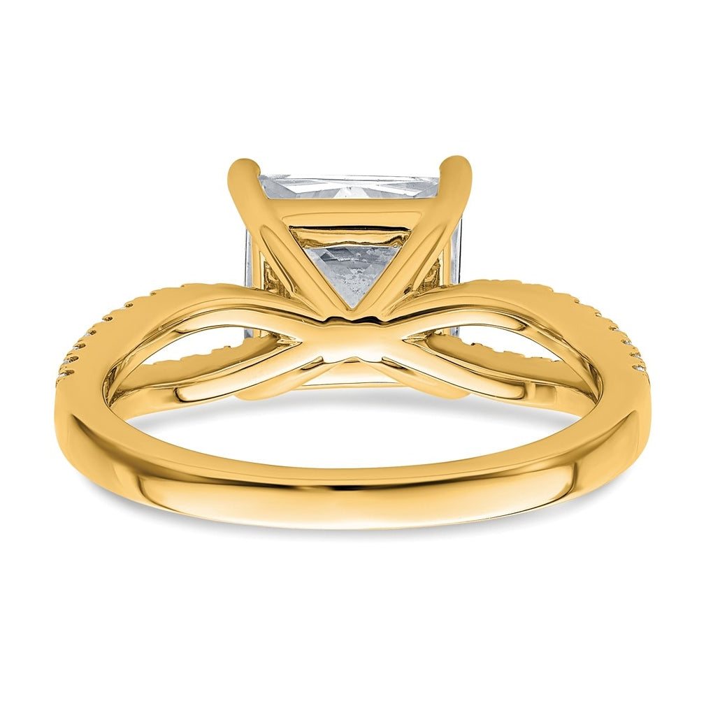 14K Yellow Or White Gold Lab Grown Diamond VS+ F+ Princess Complete Engagement Ring