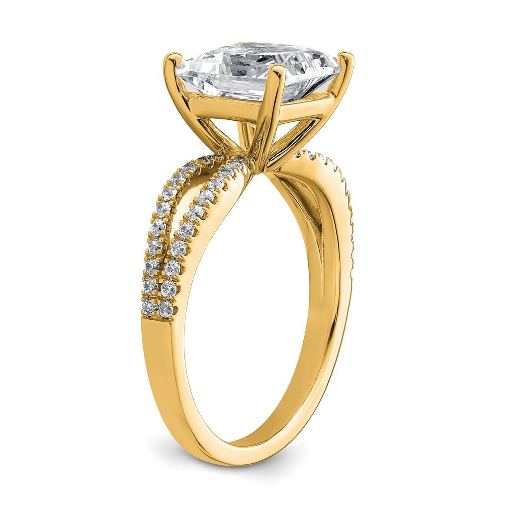 14K Yellow Or White Gold Lab Grown Diamond VS+ F+ Princess Complete Engagement Ring