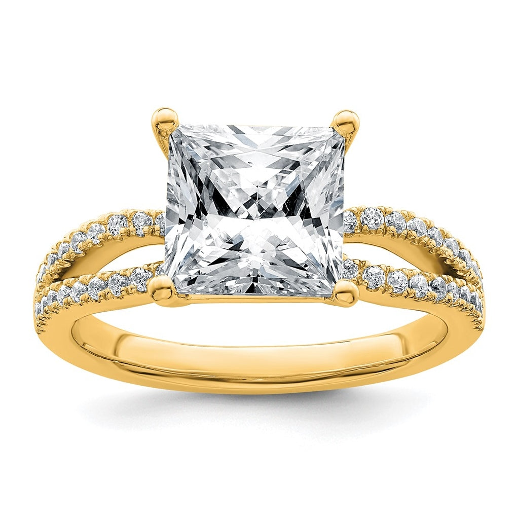 14K Yellow Or White Gold Lab Grown Diamond VS+ F+ Princess Complete Engagement Ring
