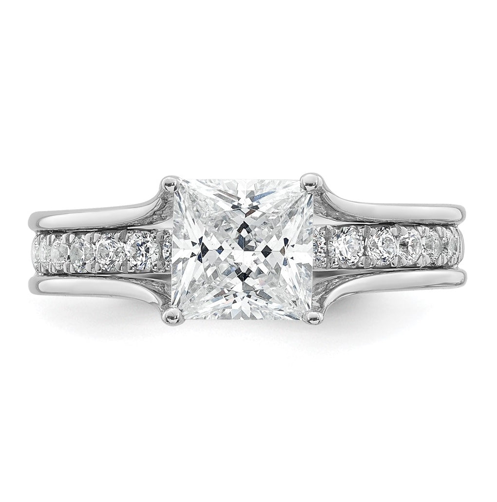 14k White Gold 1 7/8 carat Lab Grown Diamond VS+ F+ Princess Complete Engagement Ring