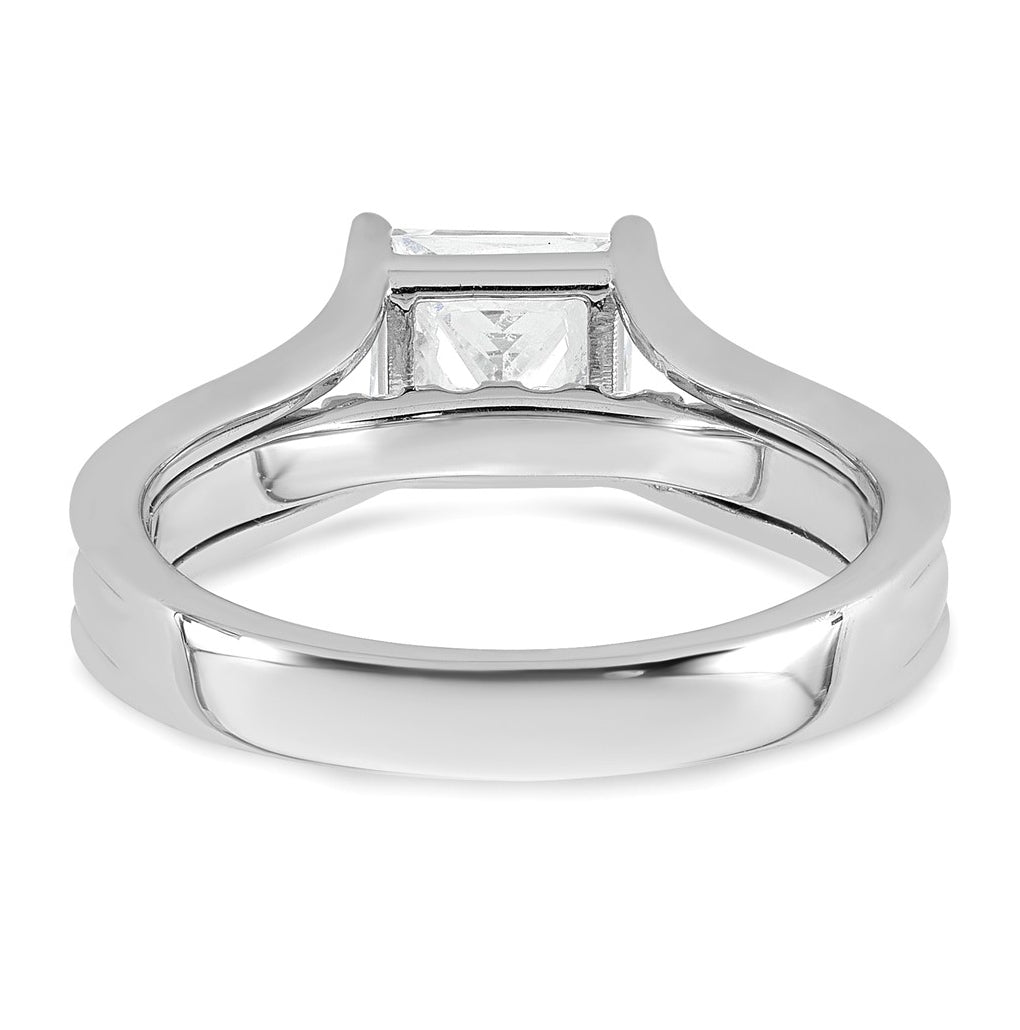 14k White Gold 1 7/8 carat Lab Grown Diamond VS+ F+ Princess Complete Engagement Ring