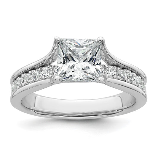 14k White Gold 1 7/8 carat Lab Grown Diamond VS+ F+ Princess Complete Engagement Ring